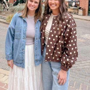 Find Me Now Denim Polka Dot Jacket